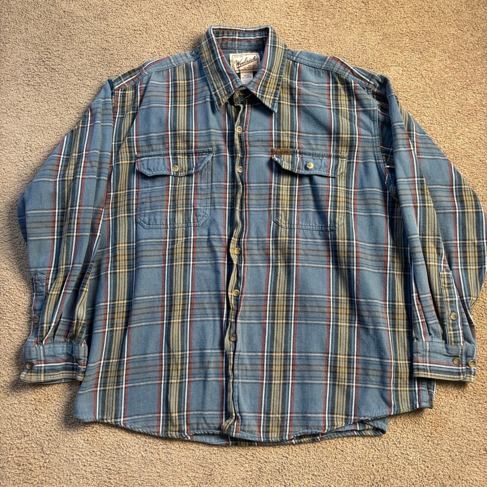 Woolrich Flannel Shirt Men's 2XL Steel Color-way Western Outdoor